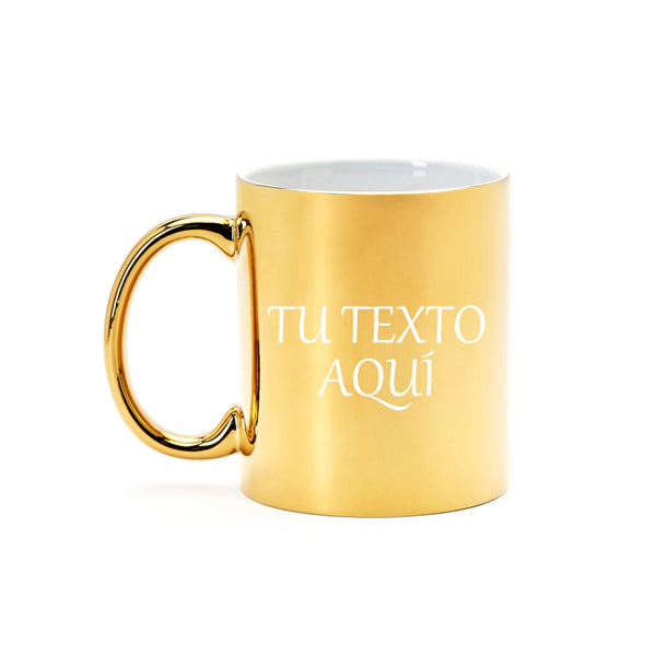 Taza efecto espejo dorada personalizable
