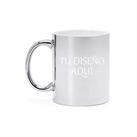Taza efecto espejo plateada personalizable