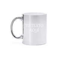 Taza efecto espejo plateada personalizable