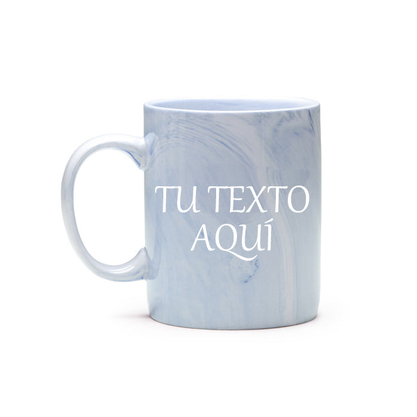Taza efecto mármol azul personalizable