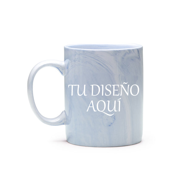 Taza efecto mármol azul personalizable