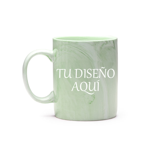 Taza efecto mármol verde personalizable