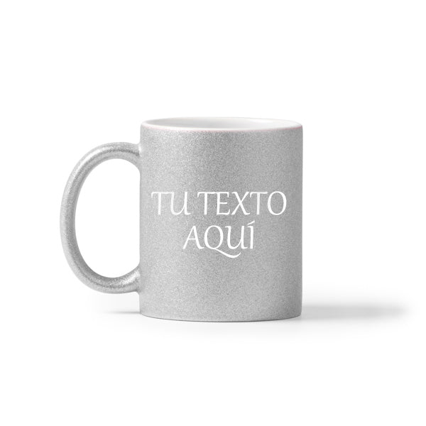 Taza glitter plata personalizable
