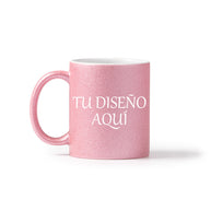 Taza glitter rosa personalizable
