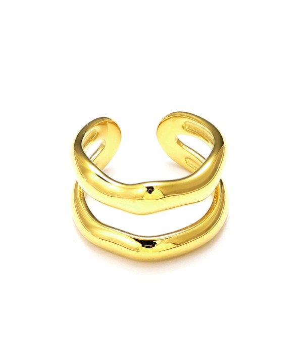 Anillo abierto doble ondulado