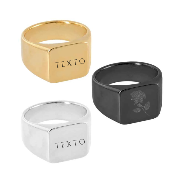 Anillos sello cuadrado personalizables