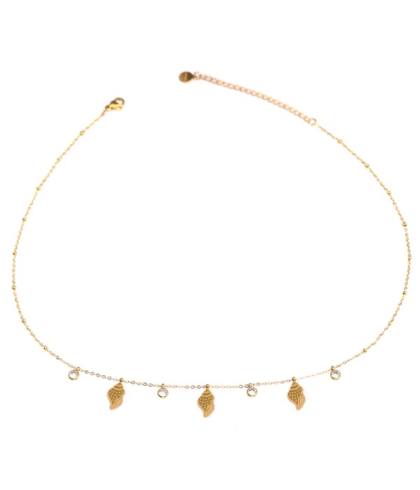 Collar de caracola dorada con circonitas