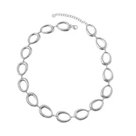 Collar plateado de eslabones ovalados irregulares