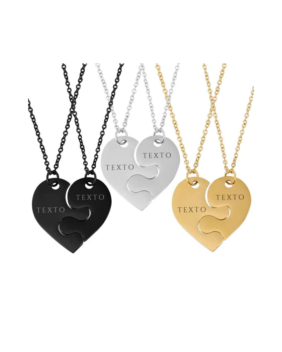 Collares medalla pieza puzzle corazón personalizables