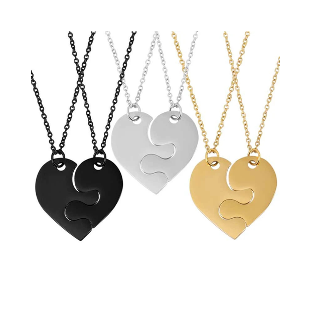 Collares medalla pieza puzzle corazón personalizables