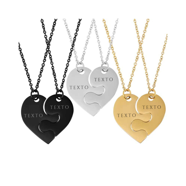 Collares medalla pieza puzzle corazón personalizables