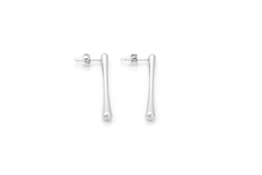 Pendientes barra plateada
