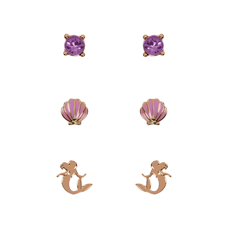 Set 3 Pares de pendientes La Sirenita Disney