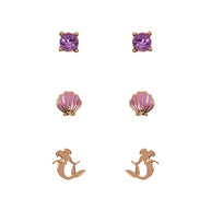 Set 3 Pares de pendientes La Sirenita Disney
