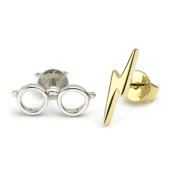 (Próximamente) Pendientes Lightning Bolt & Glasses Harry Potter plata baño oro