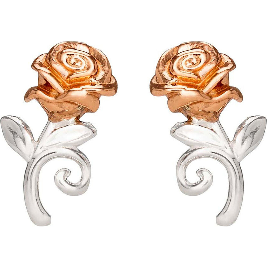 Pendientes Rosa La Bella y la Bestia Disney plata