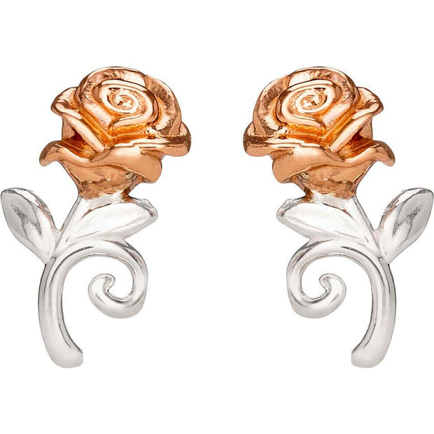 Pendientes Rosa La Bella y la Bestia Disney plata