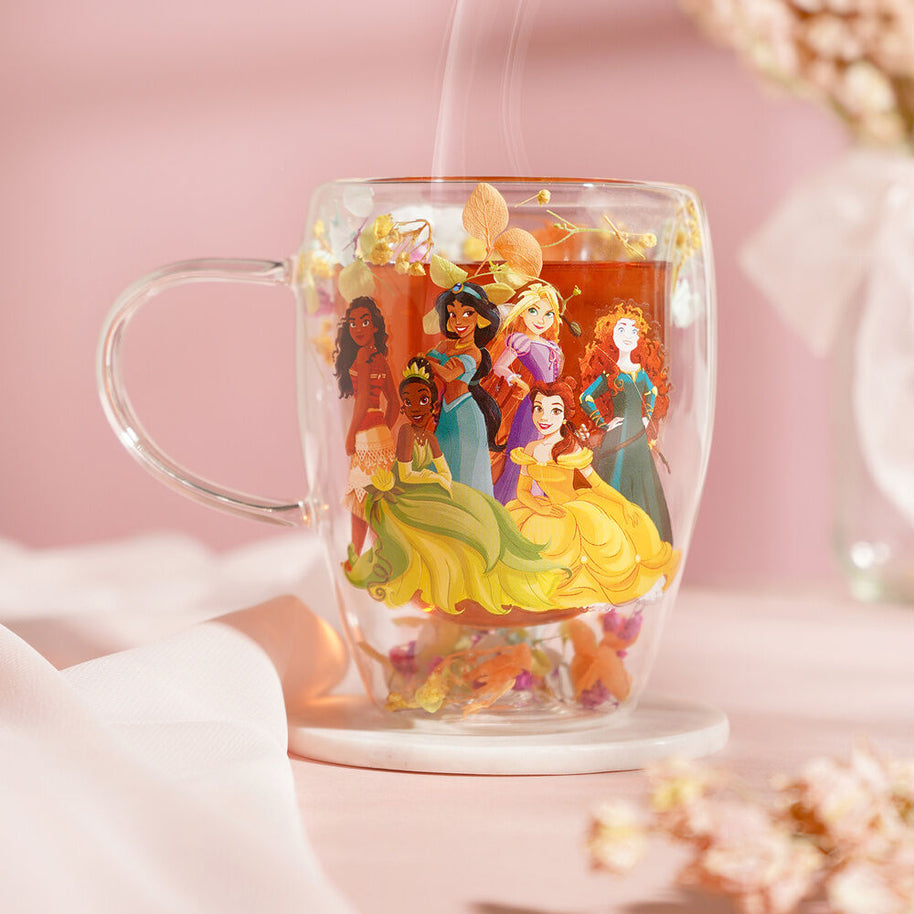 Taza cristal flores secas Princesas Disney