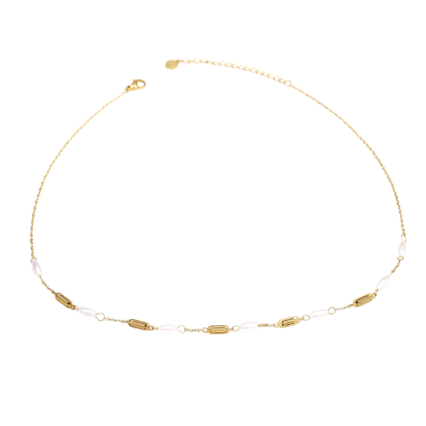 Colgante dorado perlas y panal de abeja
