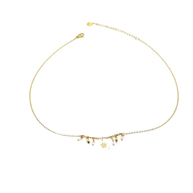 Colgante dorado círculos blancas