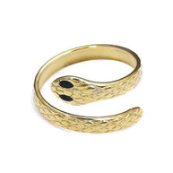 Anillo dorado ajustable con forma de serpiente.