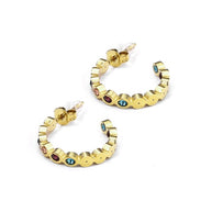 Pendientes de aro dorados con circonitas de colores