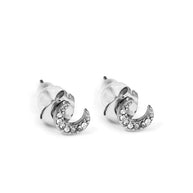 Pendientes plateados de luna con circonitas