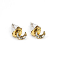 Pendientes dorados de luna con circonitas.